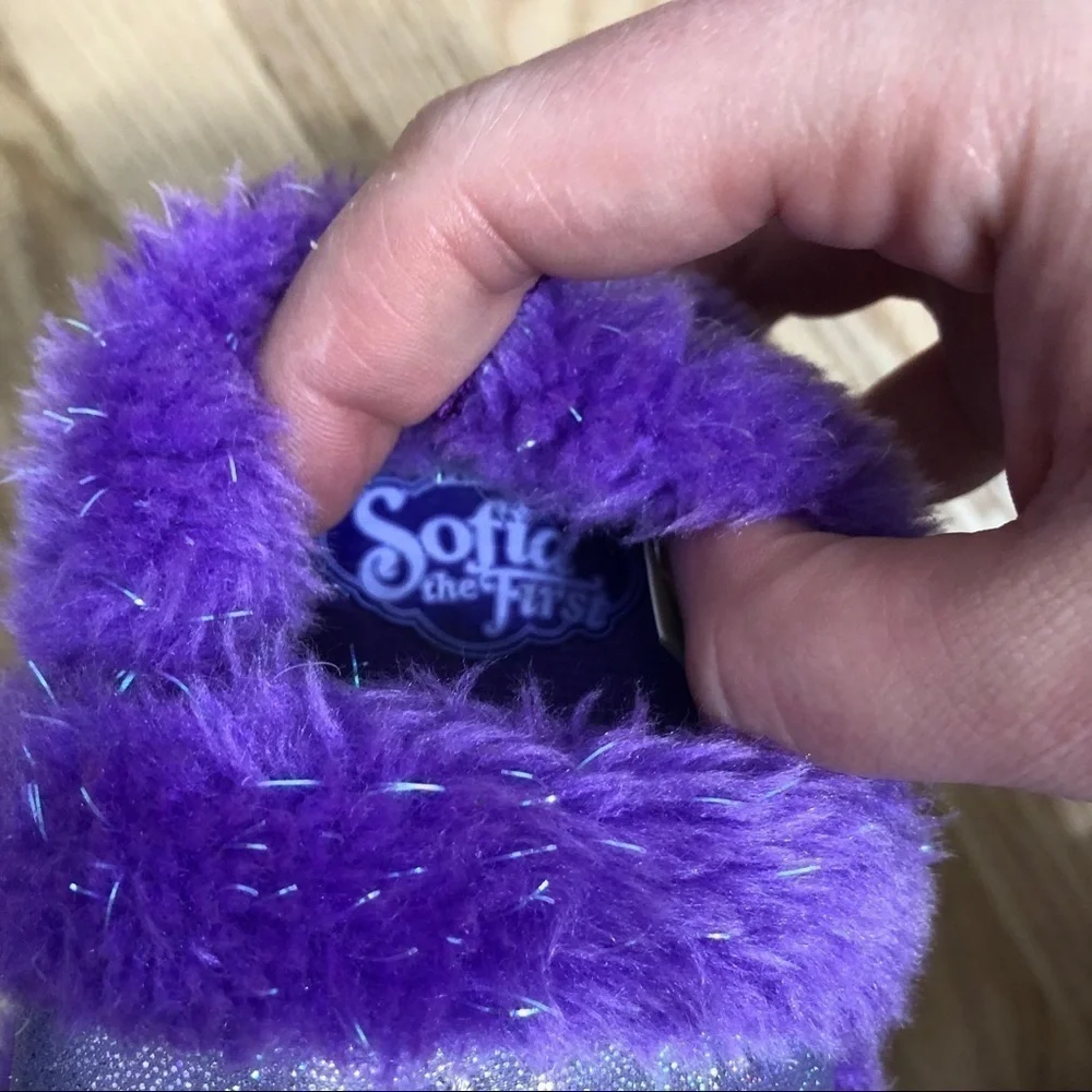 Sofia The First Purple Fuzzy Slippers 5-6C Disney